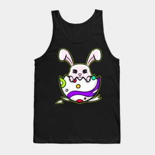 Kawaii Easter Bunny inside a cracked painted Easter Egg Tank Top